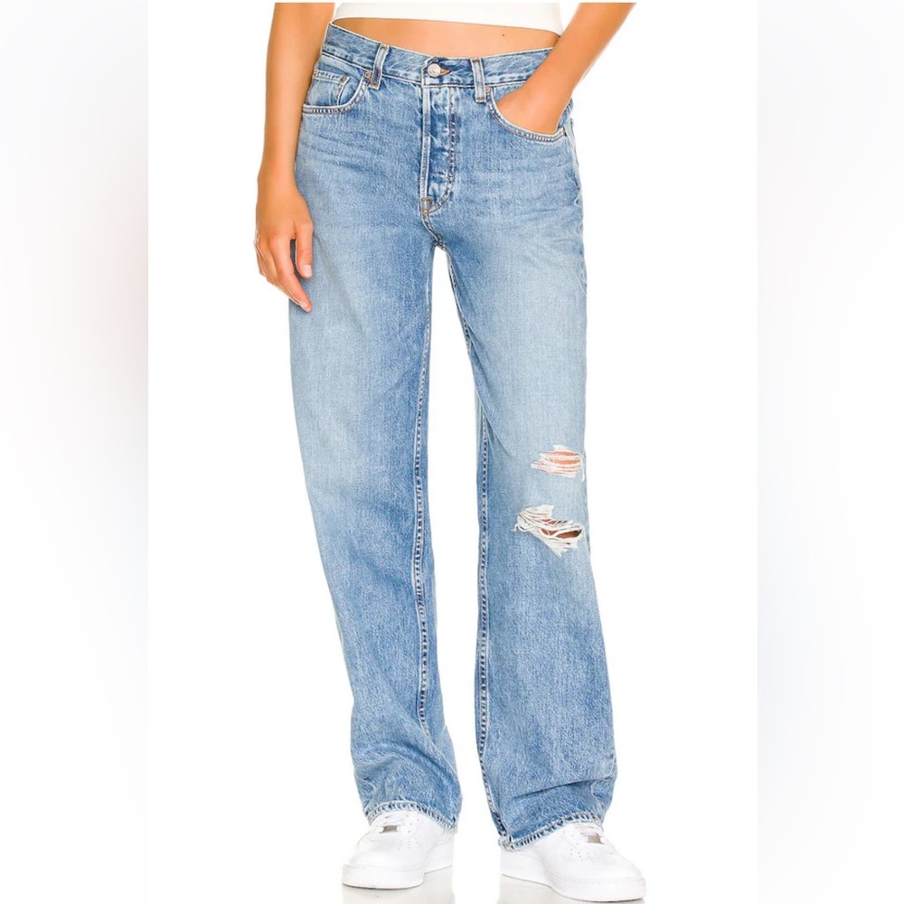 GRLFRND Bella Low Rise Boyfriend Jeans in West Village ; tags on